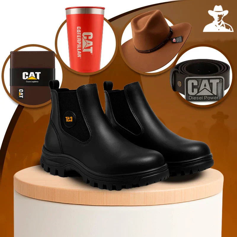 Men's Adventure Boot Kit in Genuine Leather and Orthopedic Insole + GIFTS: Hat, Belt, Wallet and Cup