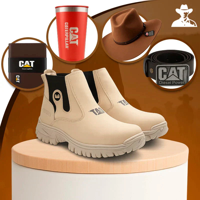 Men's Adventure Boot Kit in Genuine Leather and Orthopedic Insole + GIFTS: Hat, Belt, Wallet and Cup