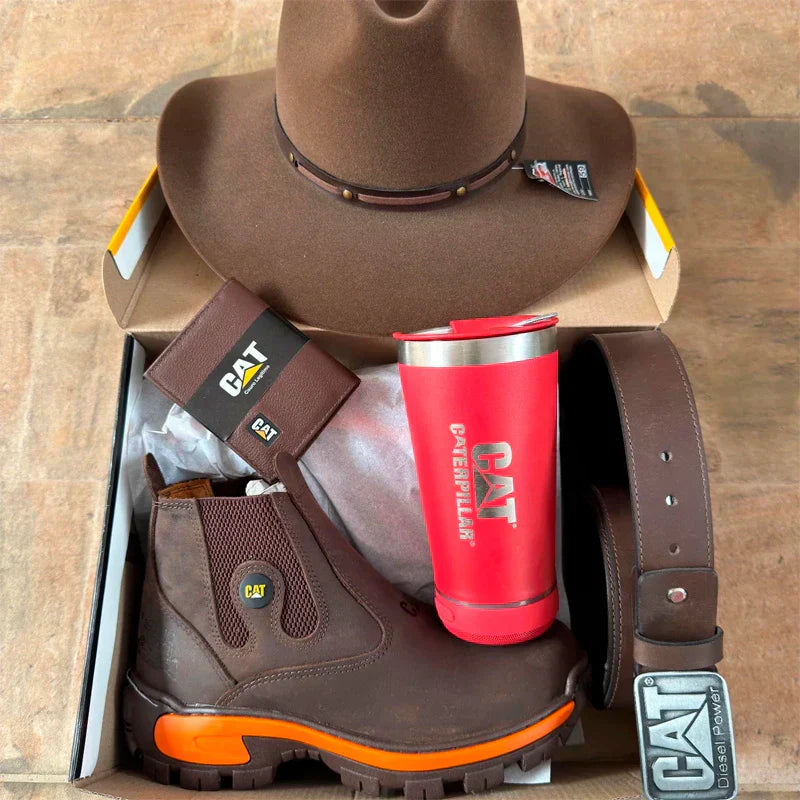 Men's Adventure Boot Kit in Genuine Leather and Orthopedic Insole + GIFTS: Hat, Belt, Wallet and Cup