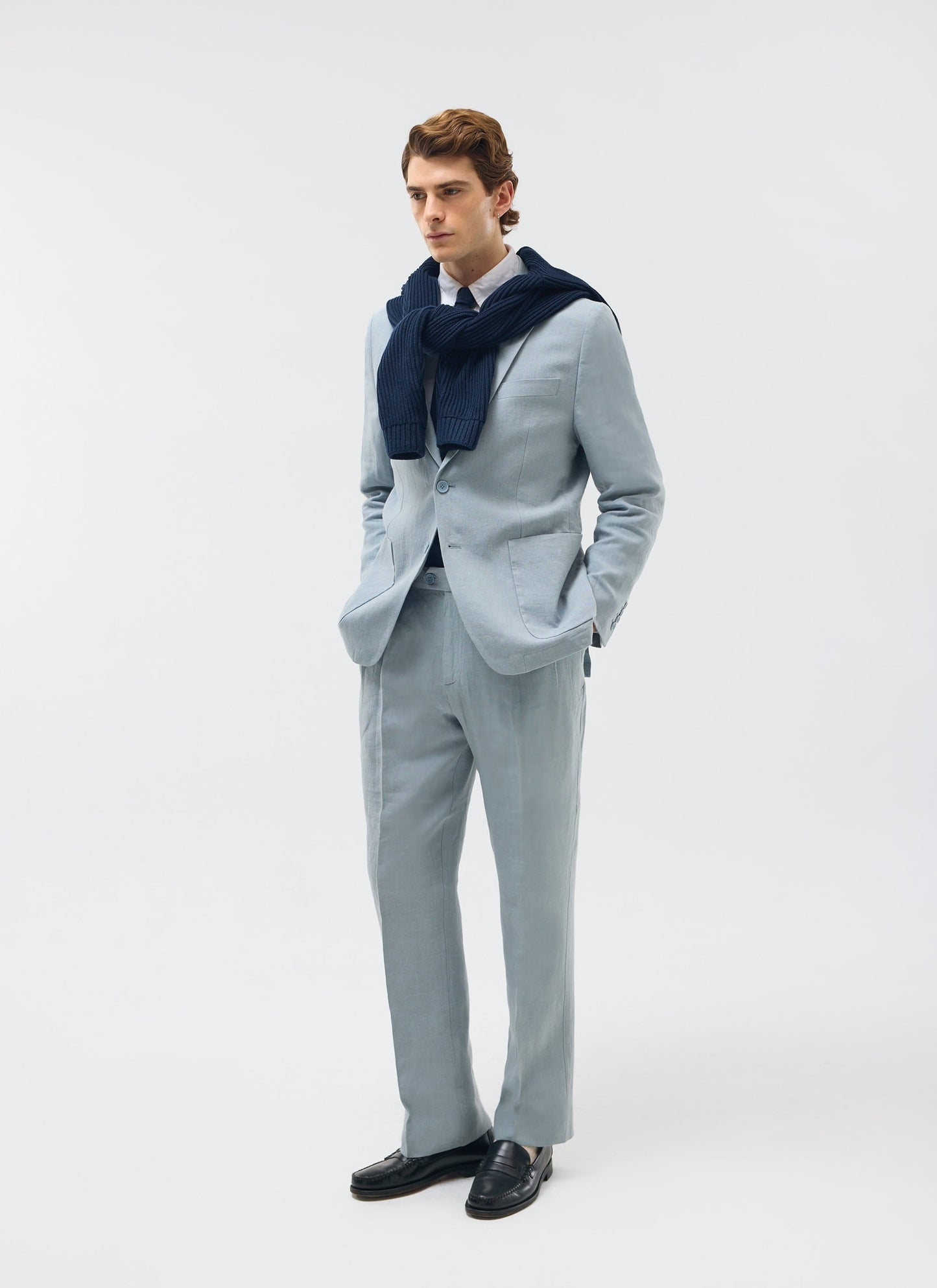Tailored Linen Blazer | Light Blue