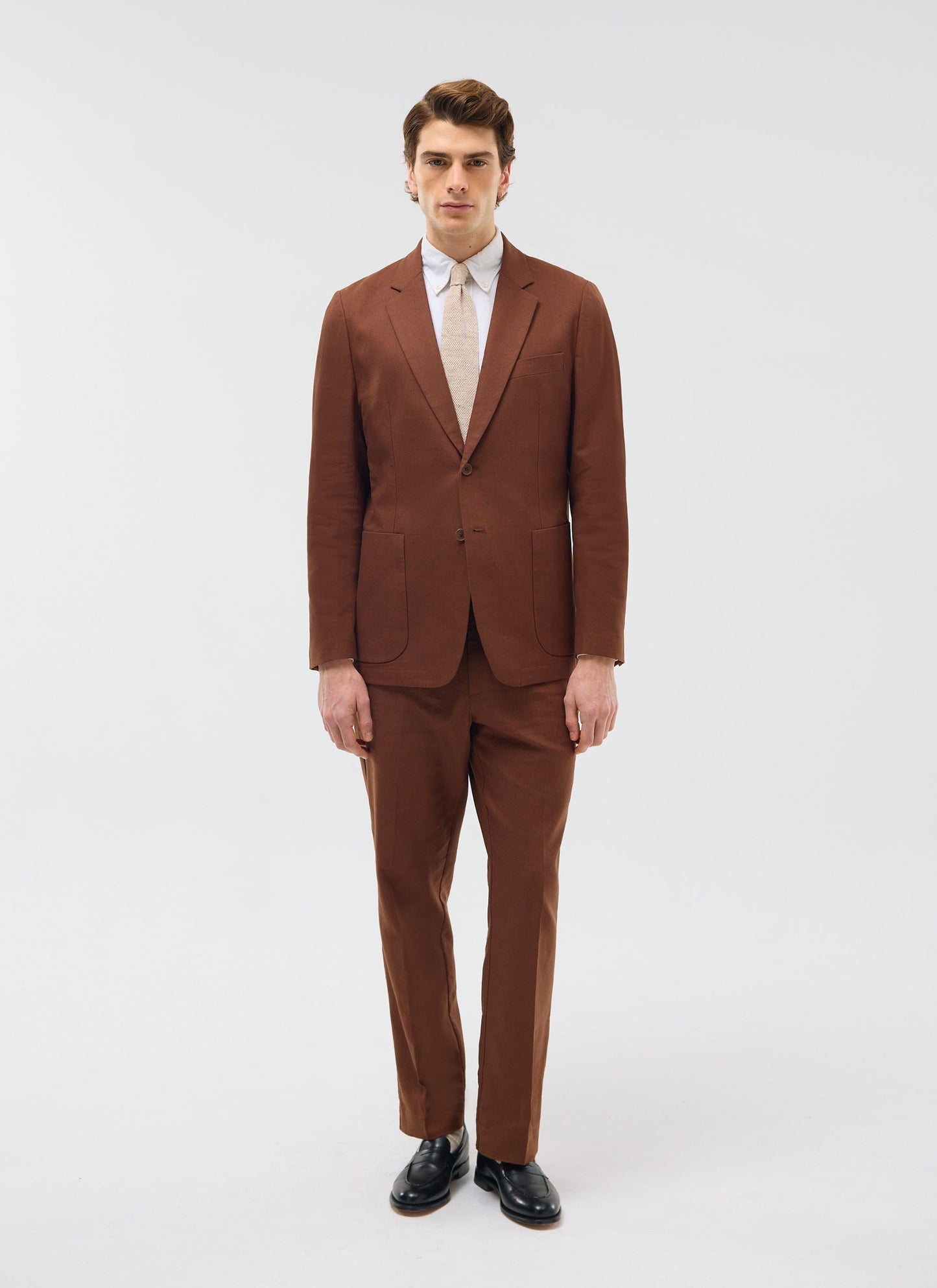 Tailored Linen Trousers | Brown