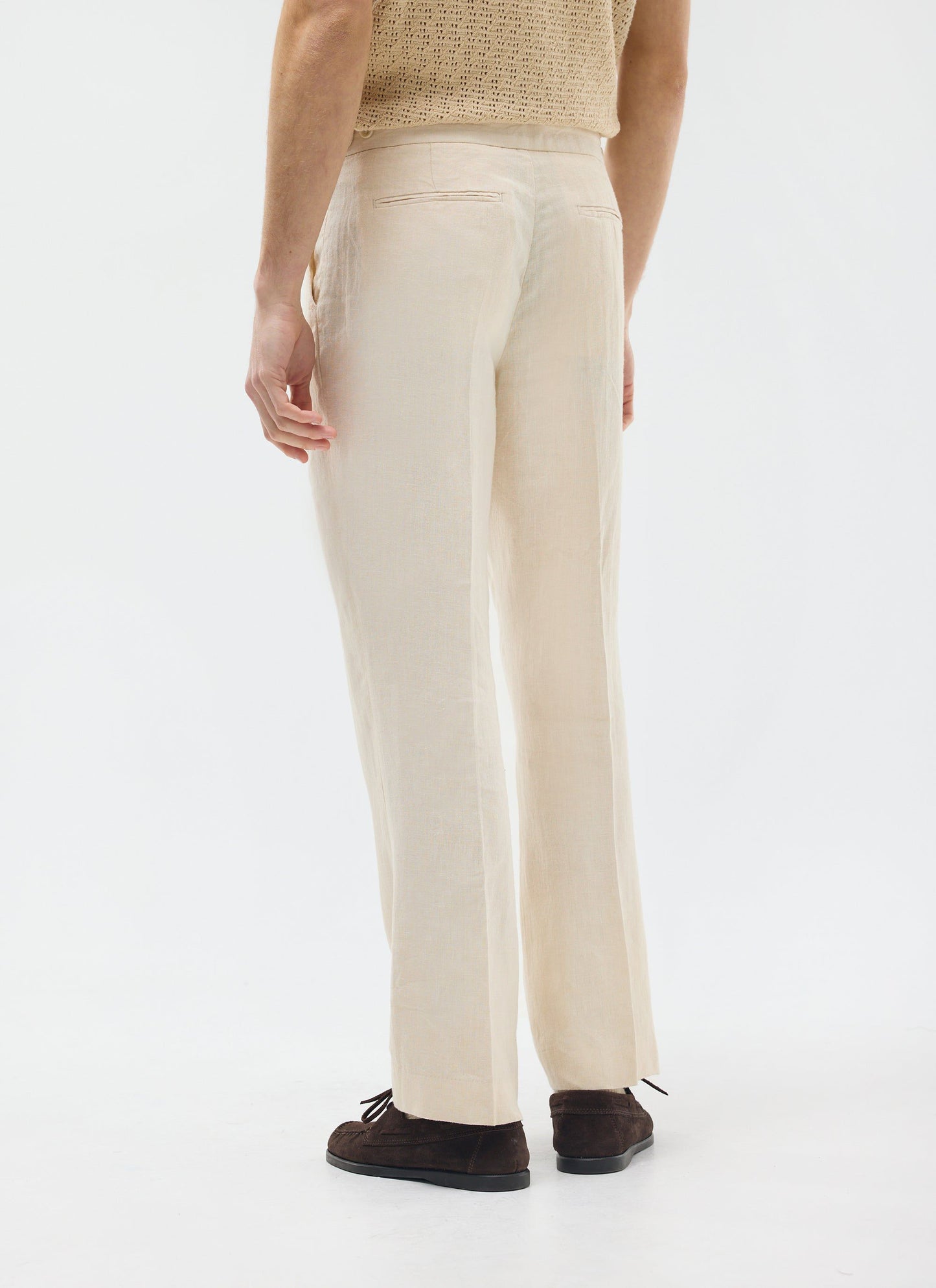 Pleated Tailored Trousers | Linen | Stone