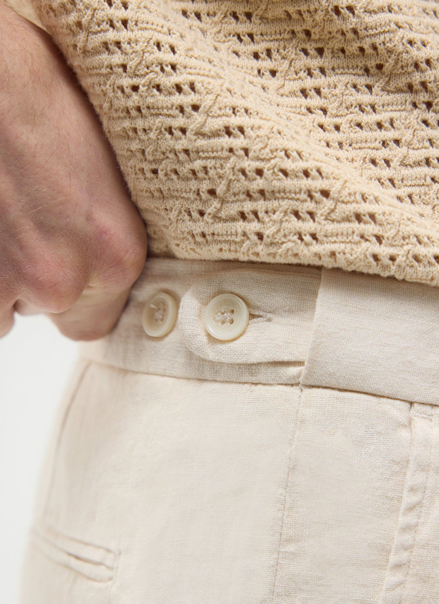 Pleated Tailored Trousers | Linen | Stone