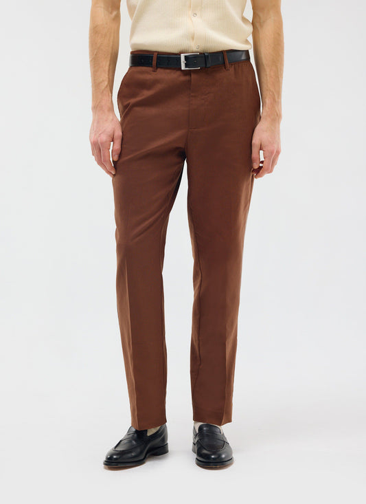 Tailored Linen Trousers | Brown
